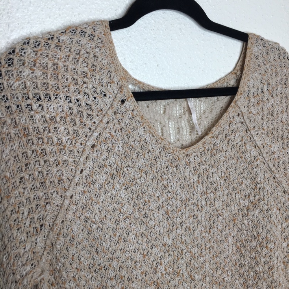 Free People Poppyseed Yarn Pullover Sweater in Oatmeal Amber Combo M - Picture 5 of 7